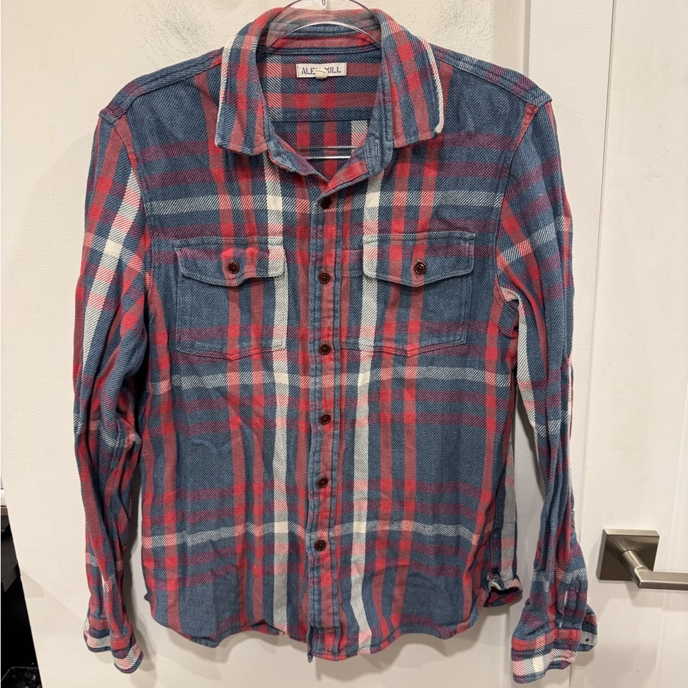 Alex Mill Red and Blue Checkered Men's Shirt